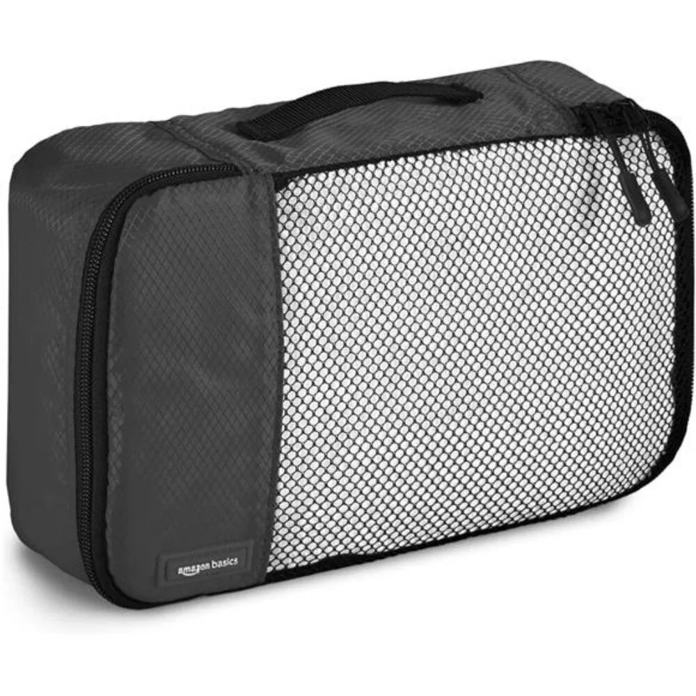 Lightweight packing cubes travel organizer set mesh luggage bags 4 piece black